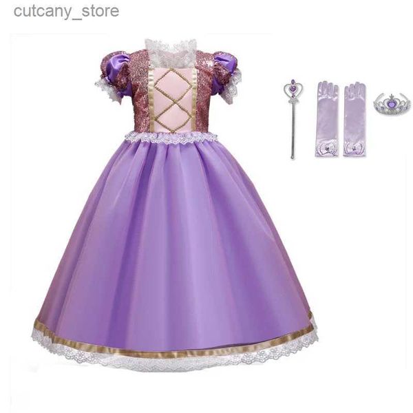 Девушки платья для девочек принцесса платье Rapunzel Cosplay Costumes Детское платье по случаю дня рождения снежная королева Egant милый платье принцессы 3-10t L240402
