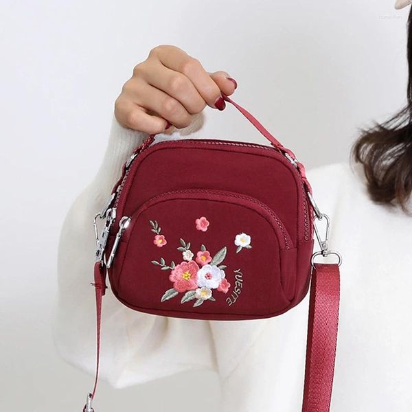 Sıcak omuz çantaları kadın çanta nakış gül çiçek el çantası küçük taze sevimli crossbody çok renkli all-maç moda bayan