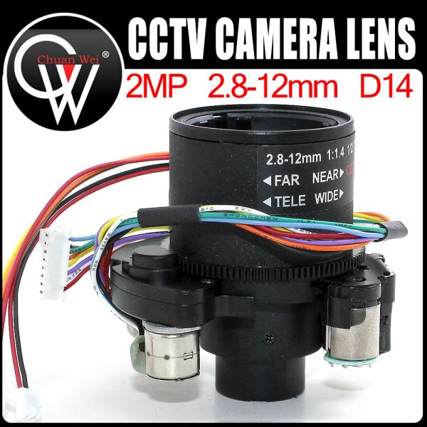 Teile 2,0megapixel Motorisierte Varifokal 2,812 mm CCTV -Objektiv 1/2,7 Zoll für HD -Überwachungskameras, Auto Iris, DC Zoom Focus, F1.4 D14 Mount