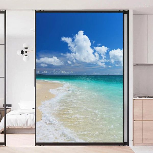 Adesivi per finestre Privacy Windows Film decorativo Paesaggio Sea Serie 02 vetrate senza colla statica crollata glassata