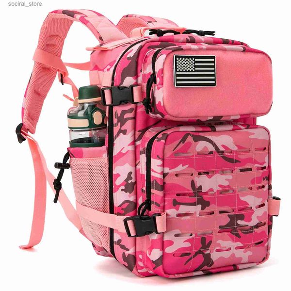 As transportadoras lingam mochilas QT QY 25L/45L Mochila tática militar para mulheres/homens Exército Corte Molle Daypack School Bag Rucksack com suporte de copo duplo L45