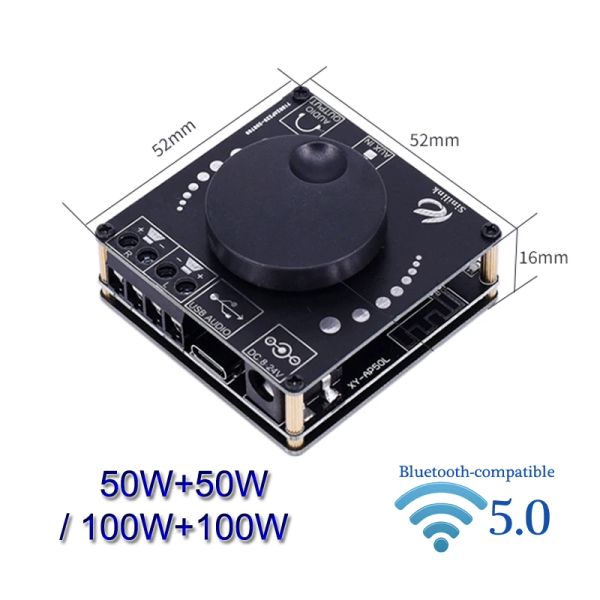 Усилитель 2*50W Динамика класса D Audio Power усилитель BluetoothCompatible 30W ~ 300W TPA3116 Hifi Stereo USB Music Sound Card App Digital