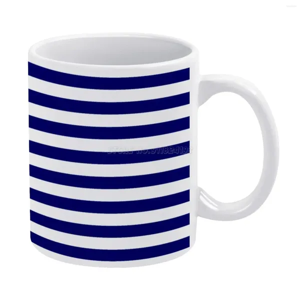 Becher Blau -weiße Streifen Becher Kaffee Nachmittag Tee Weihnachtsbecher Keramik 330 ml für rote Stri