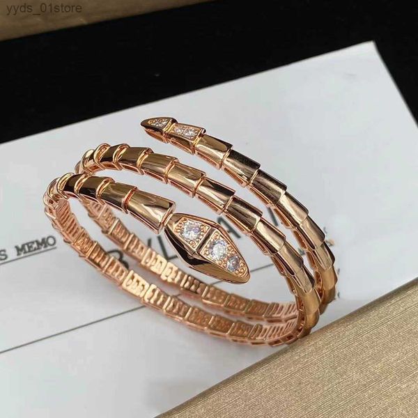 Braccialetti Charm Snake Charm Gold Bangle Gioielli di lusso di lusso per donna Rise Gold Silver Open Regolable Diamond Cuffi S Fashion Women Women Mens Party Gift L46