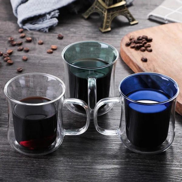 Bicchieri da vino 250 ml 3 stili in vetro a doppio strato di birra tazza di tè da tè succo di frutta fredda succo tazza bevanda blu verde blu rivestimento blu verde blu rivestimento