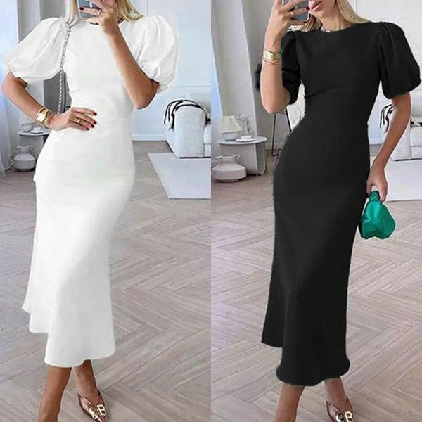 Lässige Kleider Sommer Frauen elegante Korsettpartykleid Fashion Court Style Kurzwechselhülse hohe Taille Meerjungfrau Abend Streetwear