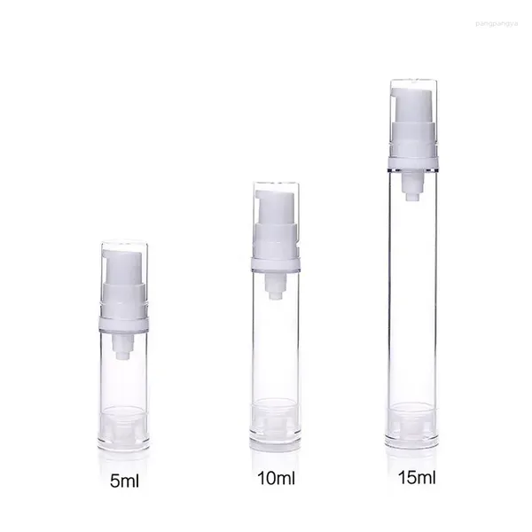 Garrafas de armazenamento 12pcs 5ml 10ml 15ml Vacuum Bottle White Head for Loção Perfume Essential Oil Fundação Toner Líquido Recipientes Cosméticos