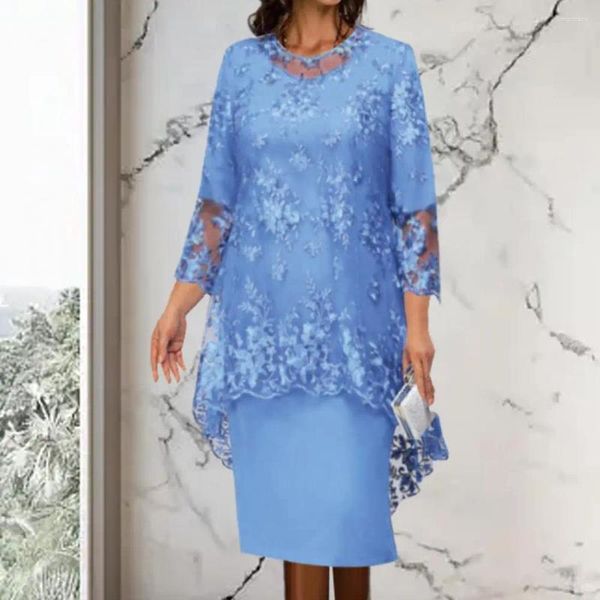 Sıradan Elbiseler 1 Set Lady Shawl Elbise Çiçek Desen İşlemeli Dantel Formal Zarif Müret