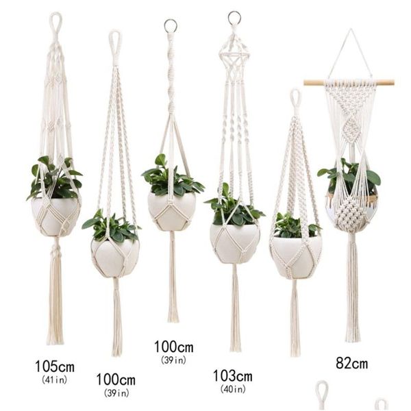 Decorazioni da giardino da 6 pezzi Kit cestini sospesi Rame Fare a mano Porta per vaso per pianta fiore Canke Basket Basket per esterno DH7Js