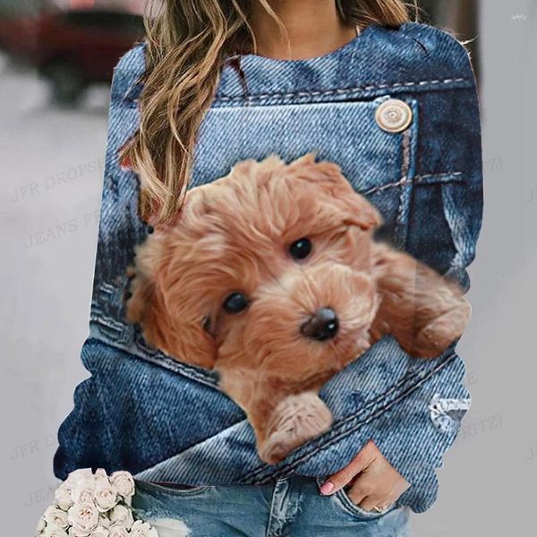 Kadın Hoodies Pet Köpek Baskı Kadın Moda Hoodie Hayvan Sweatshirt Trailtsits Kız Paltolar Terler Crewneck Giysileri Kawaii