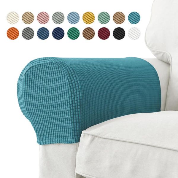 Stuhlabdeckungen 2PCs/Set Jacquard Sofa Armlehnenabdeckung für Wohnzimmermöbel Stretch Armschutz Vollfarbe
