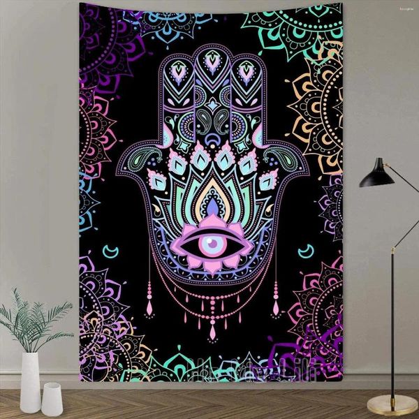 Tapestres de tapeçaria colorida colorida olho maligno flores totem mandala hippie parede pendurada no quarto dormitório