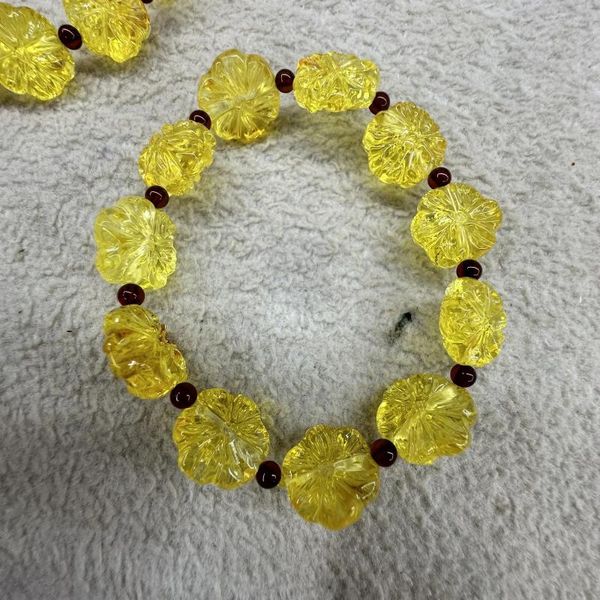 Strand Natural Amber Flower Stone Stone Braccialetti da 11 mm per donne uomini semplici Bracciale di energia Accademica Magnetica Gioielli da campo magnetico