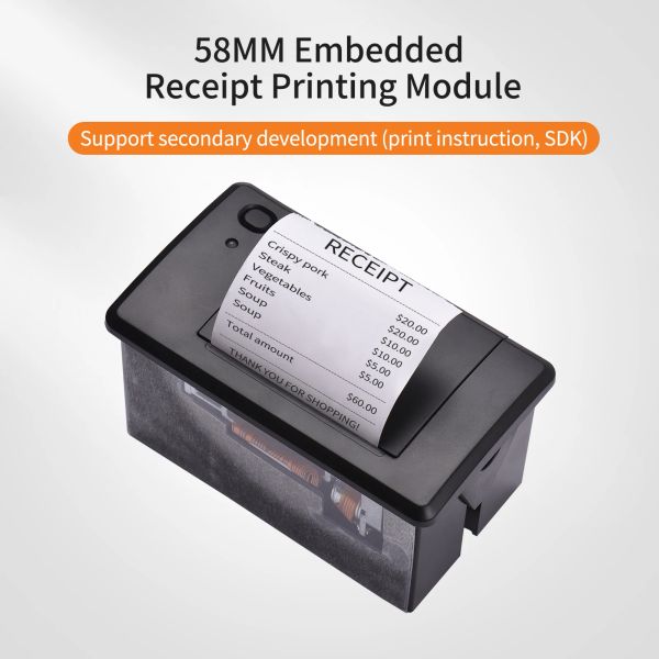 Stampanti 58 mm Modulo di stampa portatile per ricevuta termica incorporata Modulo a basso rumore con comandi USB/RS232/TTL Porta seriale ESC/POS