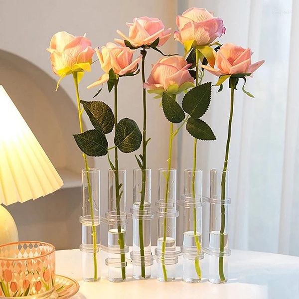 Vazolar berrak cam vazo test tüpleri set menteşeli çiçek yaratıcı bitki tutucu konteyner kombinasyonu ev dekor