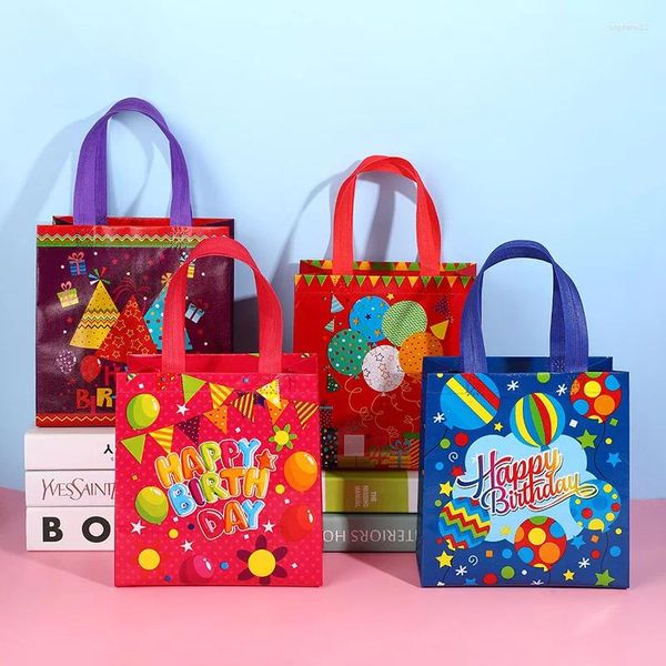 Wrap regalo 4 pezzi da 4 pezzi di buon compleanno borsa riutilizzabile con manici per bambini imballaggi per baby shower per le forniture per le forniture.