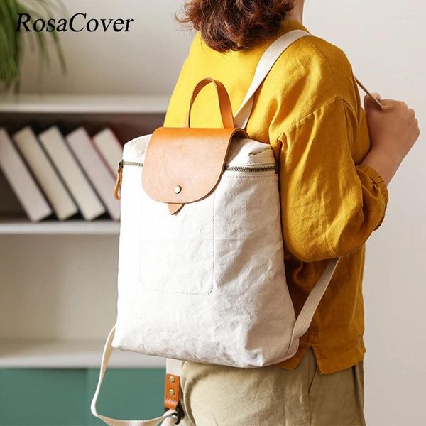 Rucksack Vintage Canvas Frauen 2024 Retro -Rückenbeutel Verrückte Pferd Leder weibliche Reise Schulter Mochilas