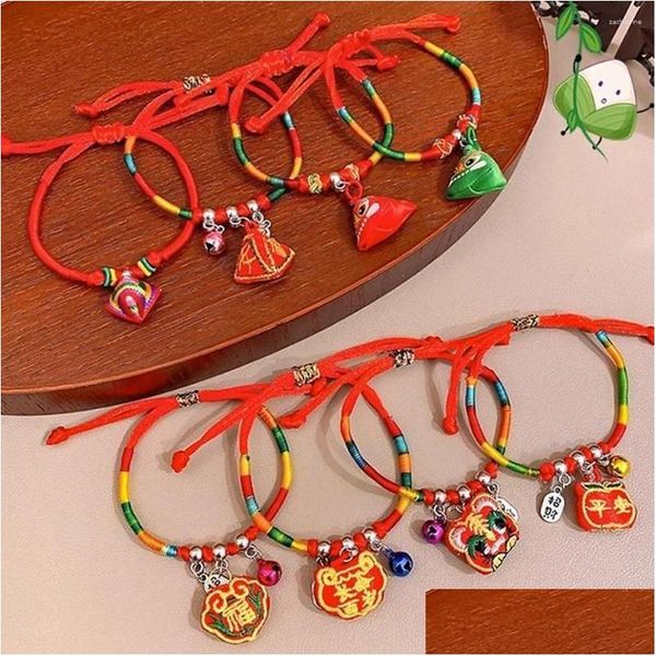 Braccialetti a catena Braccialetti in stile cinese Colorf Rope Braccia Bracciale Dragon Boat Festival Folk-Custom Piccola Zongzi Delivery Delivery Delivery Dhieto Dh52Z