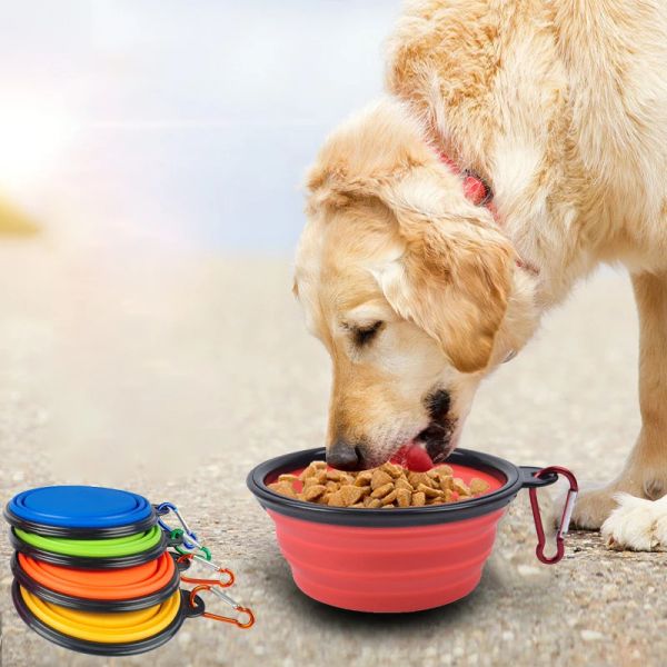 350ml /650ml silikon katlanabilir köpek kaseleri Pet katlama kasesi açık hava seyahat kolay portatif köpek yavrusu gıda konteyner besleyici yemek küçük orta köpekler için kediler