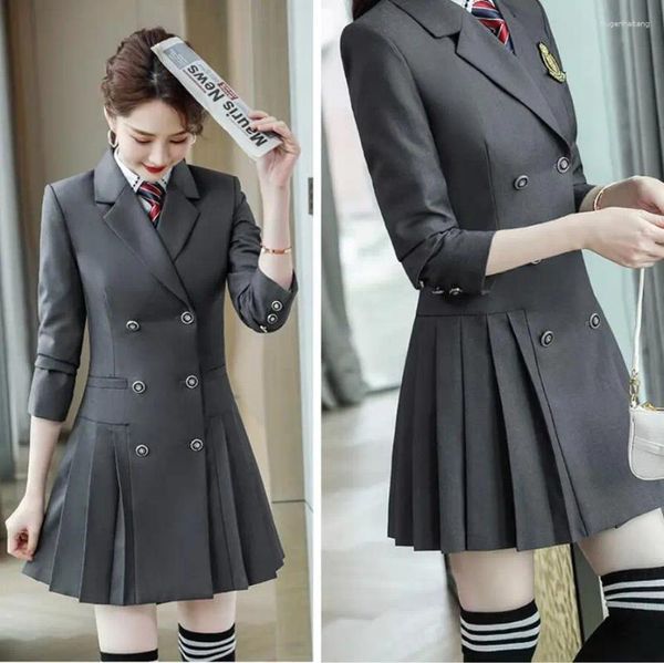 Bekleidungssets Herbst Winter Winter Kindergärtner Lehrer Kleid Beruf modische elegante Frauen Uniform Professionelle Lehrer Arbeitskleidung Set Set