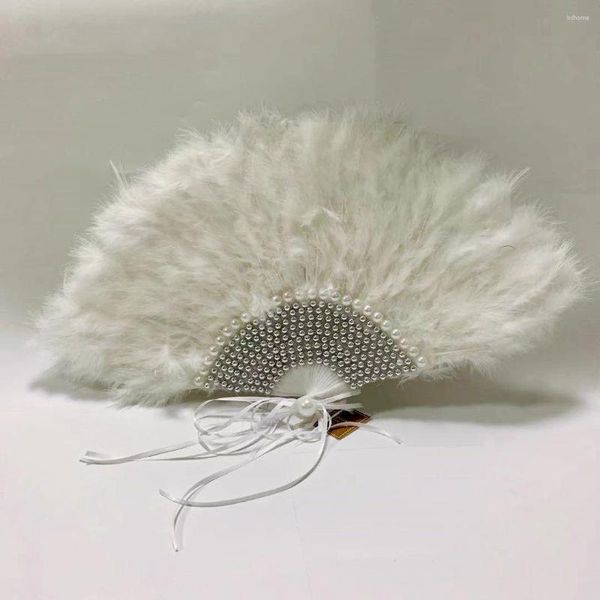 Figurine decorative a colori personalizzati Feather Feather Fan Fan Made Bride Hust POPS Party Favors Abanicos de Mano