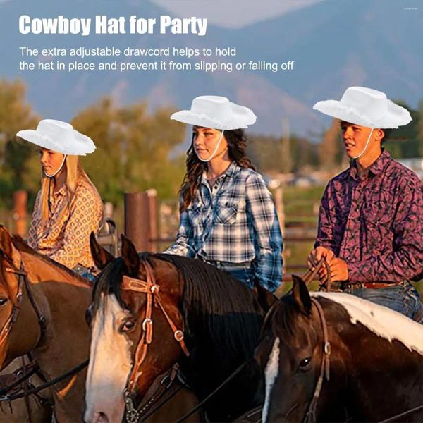Boinas de garotas largura Brim Fedora Girl não tecido chapéu de cowboy rosa ocidental para festa temática