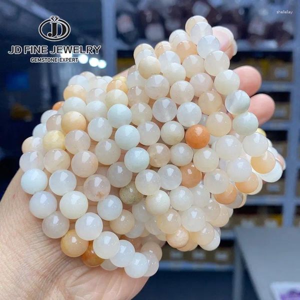 Strand JD Natural Pink Aventurine Jade Braccialetti per bead Women Fashion Yoga Energia Round Elastic Meditation Meditation Regalo