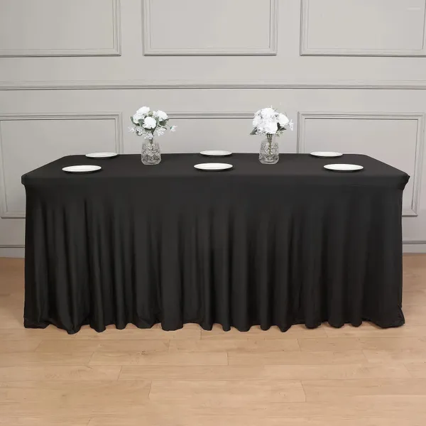 Tischtuch weißes schwarzes Rechteck ausgestattet Stretch Spandex Abdeckung Tischdecke Lycra Long Bar für El Event Party Dekoration