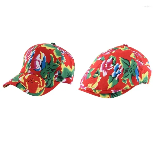 Top Caps Kadın Zirveli Şapka Yaz Baharı Ethinik Çiçek Deseni Kadın Beyzbol Yıl Festival Meapwear