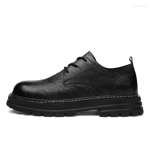 Casual Shoes Retro Retro Big-Head-Leder-Herren-Sommerarbeitskleid 45 Plus Size 46 Britisch im Britenstil Dick-Soled Ochse SHO