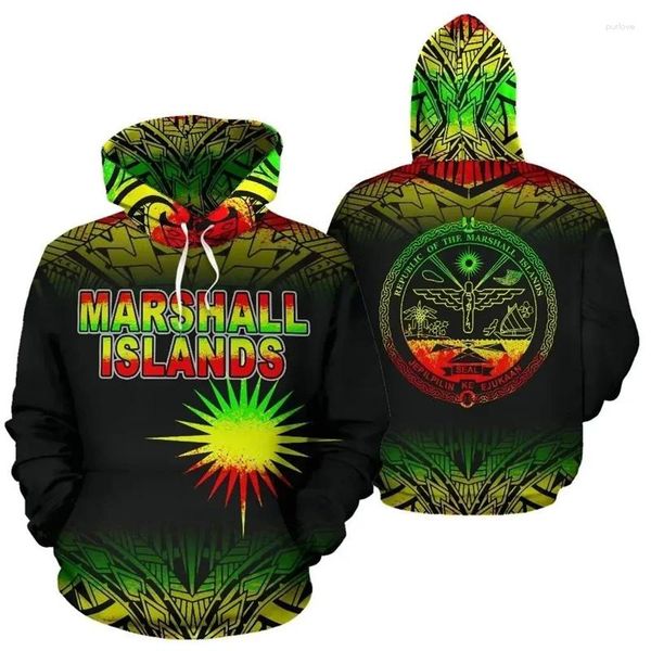 Erkek Hoodies 3D Baskılı Maoli Bayrak Polinezya Dövme Totem Grafik Kapüşonlu Kapüşonlu Kid Fashion Serin Sakul Hoodie Top