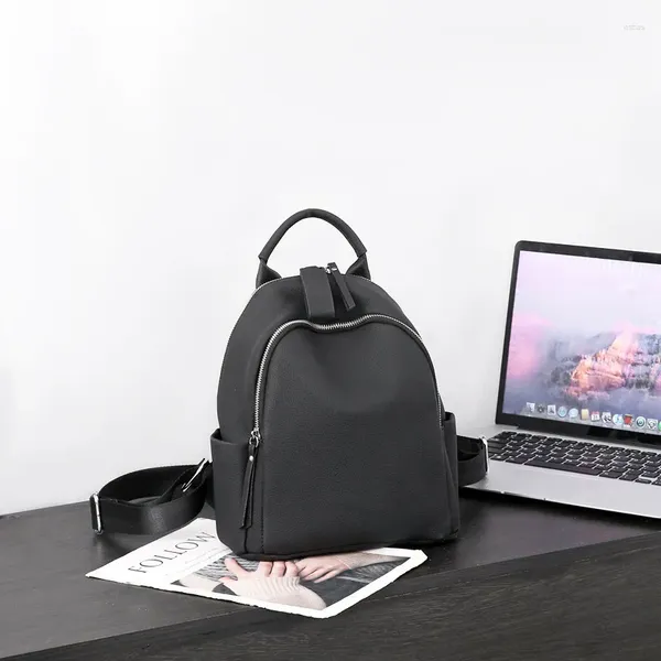 Bolsas escolares de alta qualidade moda preto marrom branco cáqui top grão de couro genuíno gigantesco mochila mochila feminina girl lady bag m7001