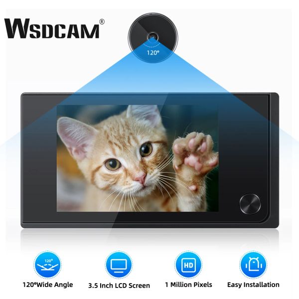Campainha wsdcam 3.5 polegada LCD Exibir video campainha de 120 graus Visualizador Home Câmera de segurança digital Monitor Outdoor Monitor