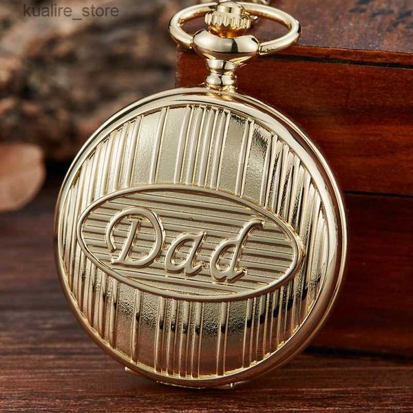 Pocket Watches Vaters Day Gold Quarz Pocket Römische Zahlen wählen die größte Dad Dad Opa Halskette FOB Kette für Männer Geschenkbox L240402