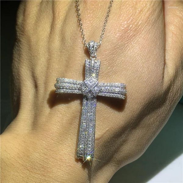 Collane a ciondolo 2024 Arrivo Top Selling Vintage Gioielli 925 Sterling in argento Sterling Full White 5A Zircic Cross Cross Party Collana da donna