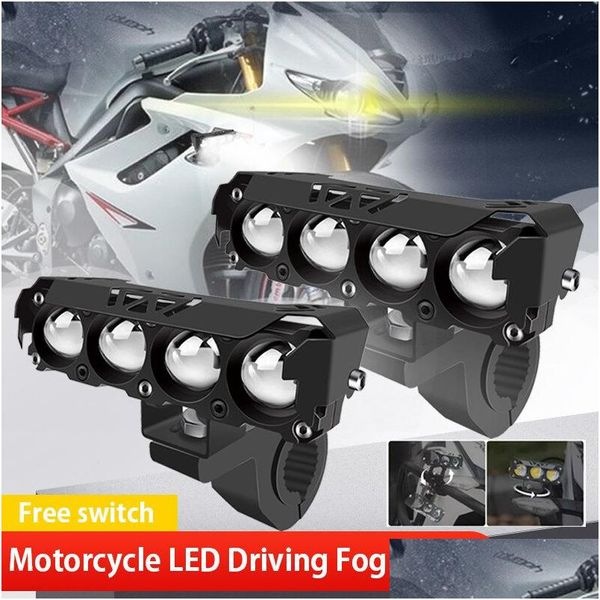 Iluminação de motocicletas Follutes de quatro lentes LED FARÇOS DE VEÍCULO ELÉTRICO LENTES DE PAVILIDADE MODIFÍCIL DE ALTA BRIPLIZE