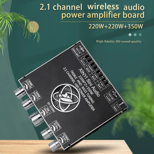 Amplificador xys350h tpa3251 2.1 canal amplificador de potência digital Bluetooth 5.1 Placa de amplificador de energia de áudio 220W*2+350W D2 amplificador de energia