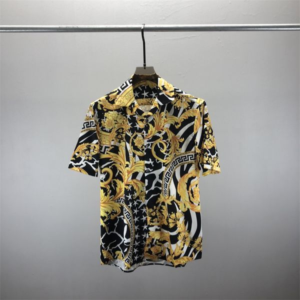 Şık Hawaiian monogramlı plaj gömlek Erkekler Tasarımcı İpek Bowling Gömlek Sıradan Gömlek Erkekler Yaz Kısa Kol gevşek Elbise Ekoid Gömlek S-XXL A7