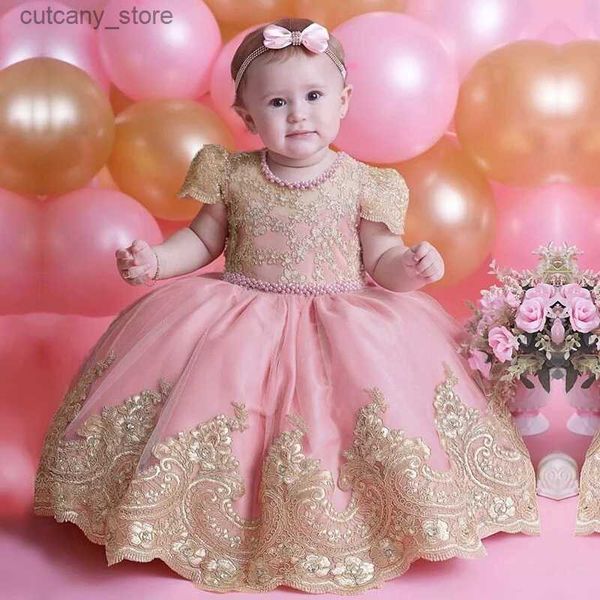 Mädchenkleider Mädchen Pink Party Prinzessin Kleid Kinder Geburtstag Cerony 1-5y Kind Tul Ballkleid für Hochzeit Abend Egant Bogen Babys Kleidung L240402