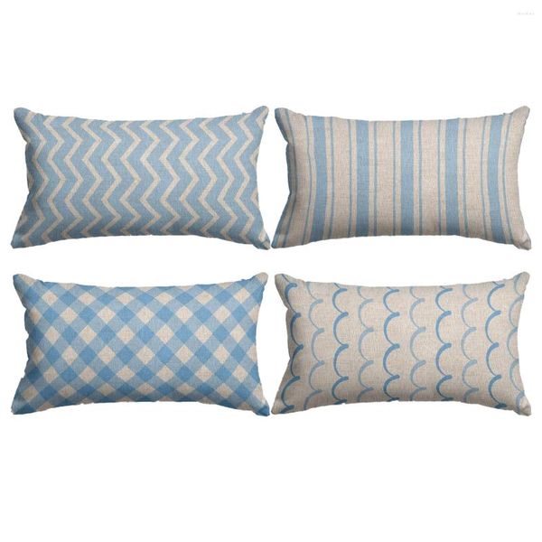 Travesseiro azul azul capa fofa linho travesseiro 30x50cm Sofá decorativo s arremesso de almofadas de decoração para casa