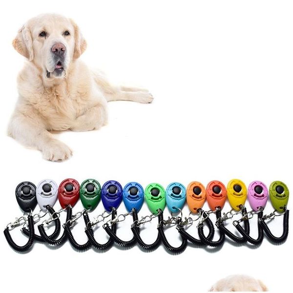 Treinamento de cães Obediência Pet Click Clicker Agility Trainer Aid Dogs Suprimentos com corda telescópica e entrega de gancho Drop Home Garden Dhf34