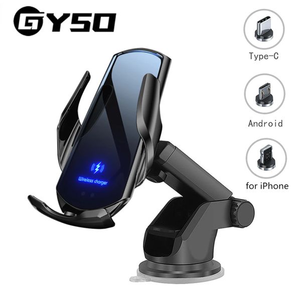 Chargers 60W Qi Car Charger Wireless Carica Chargers Mount Phone Pter per iPhone 13 12 Samsung S20 S10 Caricatore Car Caricamento wireless Wireless Ricarica rapida