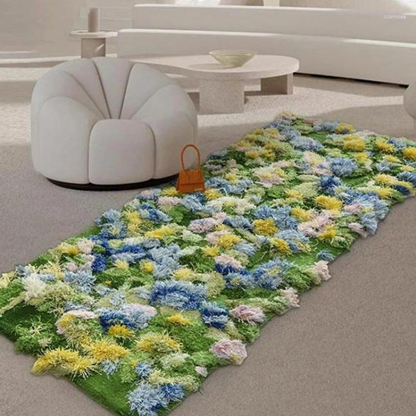 Teppiche handgewebte Blumen Garten Wolle Moos Teppich Wald Tufting Teppich für Schlafzimmer Nachttätigkeit Decke Bucht Fenster Tatami Plüsch weiche Matte