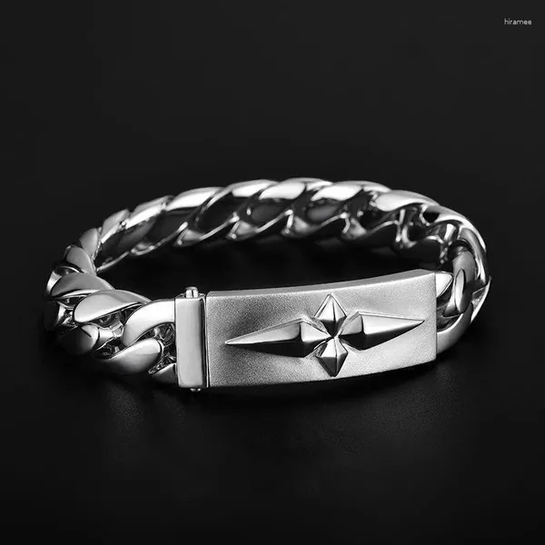 Link braccialetti cubani fatti a mano Bracciale d'argento Trendy Silver Docineering Spesso e pesante Gioielli di moda a catena solida