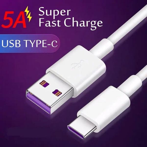 5A Siyah/Beyaz USB Tip C Kablosu Samsung için Hızlı Şarj Kablosu Xiaomi Redmi Poco Huawei Cep Telefon Kablosu Hızlı Şarj Kablosu