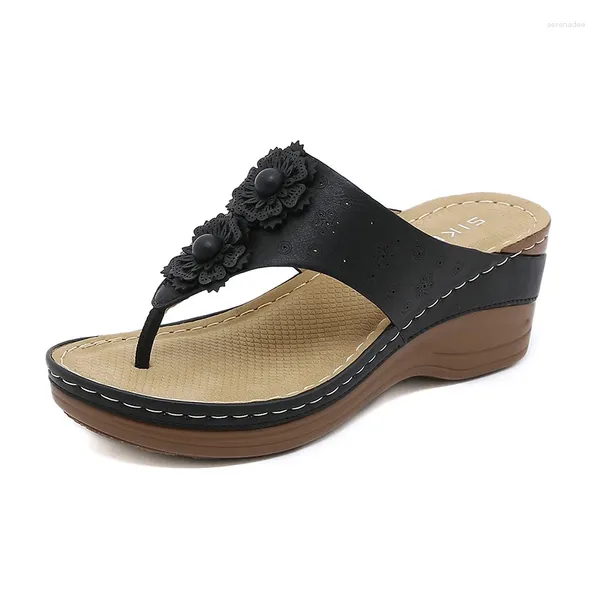 Pantofole donne estive di grandi dimensioni piattaforma 2cm piattaforma 6,5 cm tacchi alti infradito femminile cunei di pantofole scarpe da spiaggia