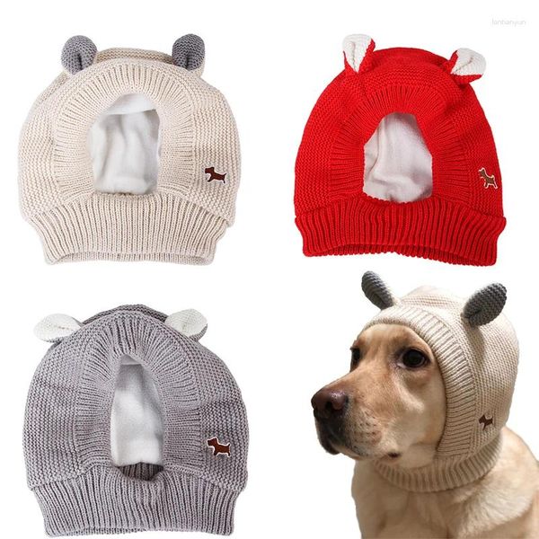 Colarinhos de cachorro knit chapéu de estimação ouvidos capa de orelha quente inverno snood cabeça embrulhar traje para médio a grande