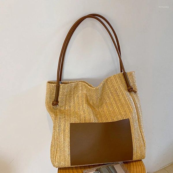 Umhängetaschen Webbeutel große Kapazität Summer Strand Strohhandtasche und Geldbörse weiblich Bohemian für Frauen Damen Reisen