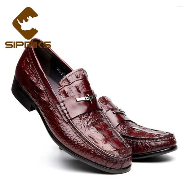 Scarpe casual Sipriks Autunno Slip su pelle Black Black Elegante maschio Mococcasin Slifori Burgundy Mocassini Euro 44 2024