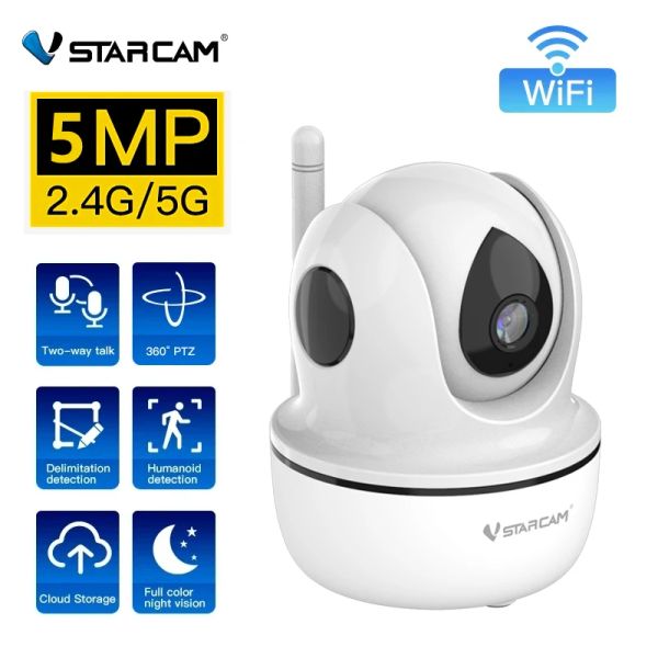 Câmeras de câmeras Vstarcam 5MP Câmera IP IP 2.4g/5g Pantilt Security Cam 2way Audio Baby Monitor Câmeras de vigilância doméstica Detecção humana